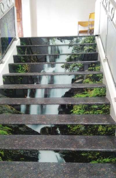 Printed Glass used for Staircase Risers #PrintedGlass  #StaircaseDecors  #StaircaseRiser