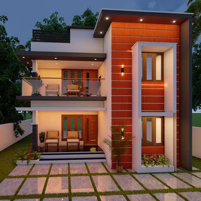 proposed 3d view for mr .sandeep @tvm 
1200sqft|2bhk|simple home design 
 #3delevation🏠🏡  #simplehomestyle  #ContemporaryDesigns   #budjet  #2bhkhome