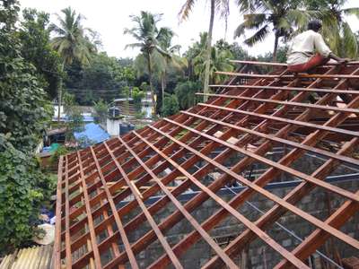 tile roofing with wooden structure #keralatraditional 
 #WoodenCeiling #roofingtiles  #woodenroof  #traditionalroofing
 #keralaroof