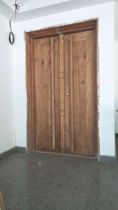 Teak wood double doors with wooden handle