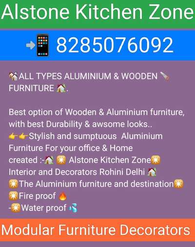 Alstone Kitchen Zone 

Modular Furniture Designer 
in Rohini Delhi 85.