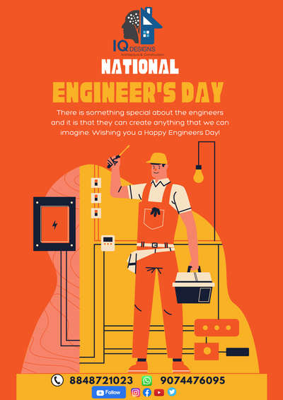 Engineers are the ones who bring technology to make our lives simpler, to bring comforts, to bring ease and today is the day to thank them…. ❤️😊

Happy Engineer's Day !!!

Contact Us - 8848721023,9074476095

#nationalengineersday #engineersday #biilders #HouseConstruction