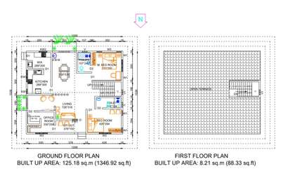 Vaasthu based  North facing 2BHK residential house floor design
Ground floor: 1300 sq.ft (approx.)
First floor: 100 sq.ft (approx.)
Total :1400sq.ft (approx.)
 
 #vasthu #NorthFacingPlan #2BHKHouse #Bedroom #Poojaroom #OfficeRoom #Kitchen #Workarea #staircase #groundfloor #firstfloor #groundfloorplan #patio #garden #modernkitchen #cookingrange