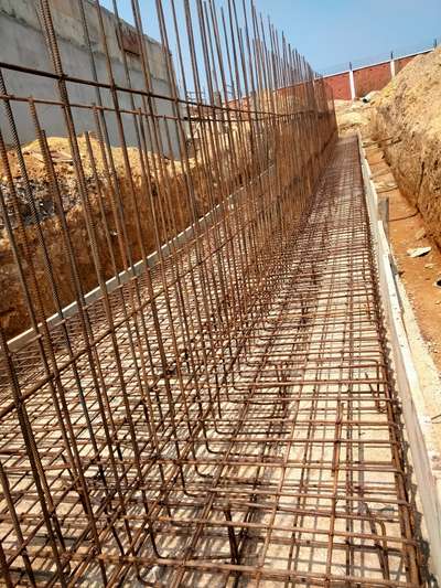 Reatining wall footting steel work kannur #mattannur