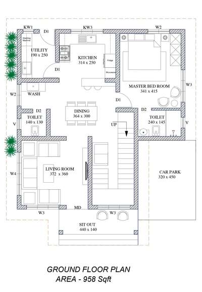 small house plan under 1500 sq ft. #FloorPlans #SmallHouse