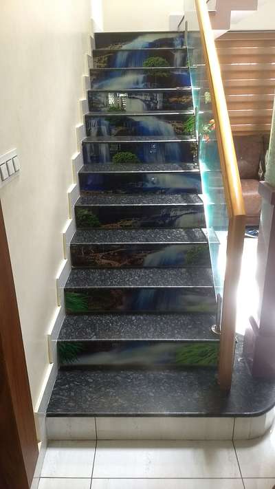 printed glass for staircase rises #staircase  #staircaseriser  #glassprinting