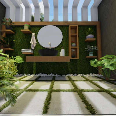 wash basin with courtyard #InteriorDesigner  #CivilEngineer  #HouseConstruction  #3Dvisualization  #Malappuram #LandscapeDesign