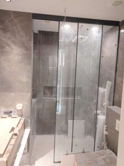 bathroom shower glass partition