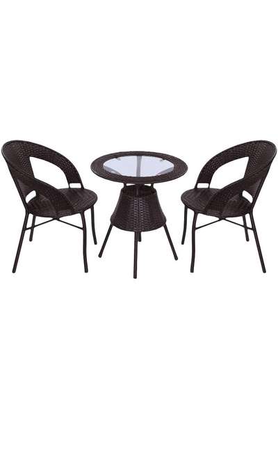 Wicker Outdoor Furniture 2 chair 1 Table for limited area used Rate 5500/set with 5.mm glass Top #