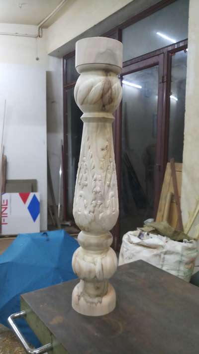staircase master post carving work in CNC lathe..