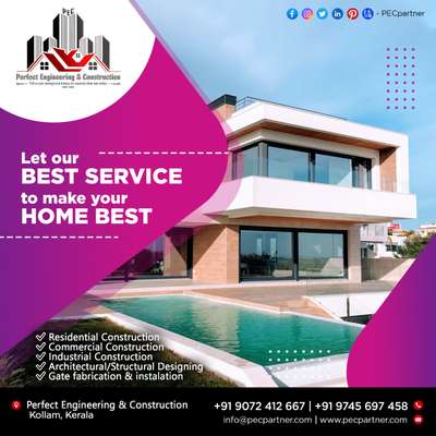 വർഷങ്ങളുടെ അനുഭവ സമ്പത്തും, വിശ്വാസ്യതയും, ഗുണനിലവാരവുംമാണ് ഞങ്ങൾ നിങ്ങൾക്കുനൽകുന്ന ഉറപ്പ് .
Contact Us : +91 9072412667 +91 9745697458

Whatsapp Now: wa.me/919072412667
Email: info@pecpartner.com
Email: santhoshantony@pecpartner.com 
#PerfectEngineeringAndConstruction #home #buildhome #remodeling #constructionworker #constructionwork #constructioncompany #builders #contruction #polycarbonateroofing #demolition #renovation #extension