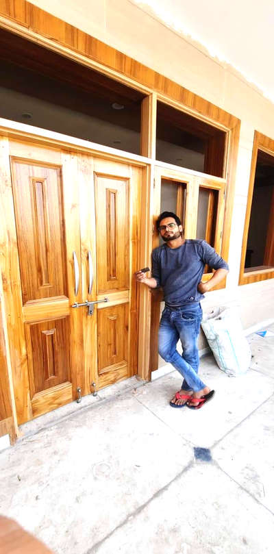 designer wooden door and window #Woodendoor  #door  #woodenwindow