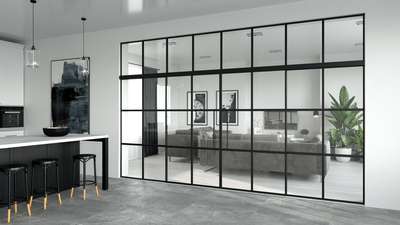 slim profile aluminium glass partition