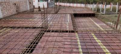 Construction Work With Material Foundation, plinth, column and Slab