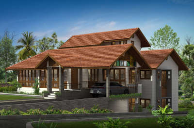 Proposed residence at wayanad.2800sqft
Porch
Living room
Dining room
4 bedroom attached
Open kitchen
Work area
Store room 
Landscaped court yard