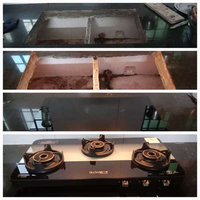 Reuse old hob-cutting space with   10 mm glass for modern gas top installation