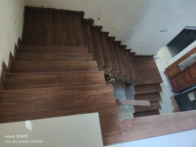 wooden tile in step