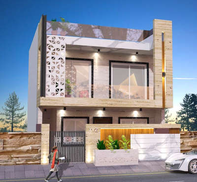 Modern facade... #exteriordesigns #latestexterior#modernhouse#villadesign#2storyhouse#frontelevatio#latestelevation#3dsmax#vray