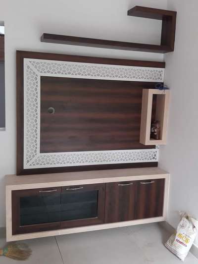 Tv unit with cnc cutting work with led strip lighting