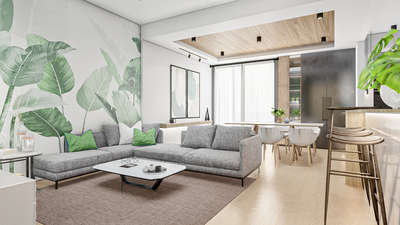 flat interior design, Ernakulam  
#InteriorDesigner #flatrenovation #architecture_minimal #LivingroomDesigns #KitchenIdeas
