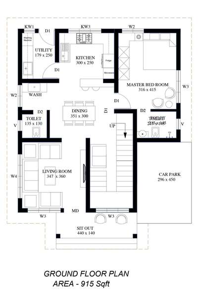 1500 sq ft small house. #FloorPlans #WestFacingPlan  #SmallBalcony  #homeplan