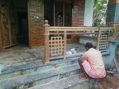 Teak wooden sitout handrail