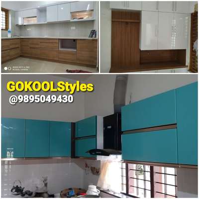 plywood emposed with coated glass ... kitchen module with profile handle