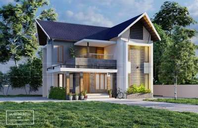 # Proposed 3 D Design #
- Location:  #Thrissur -
- Area : 1800 Sq Ft -
-Style : #Sloped roof style -
GROUND FLOOR
- Sit out
- Living
- Dining 
- 2 Bed room with attached toilet
- Kitchen
- Work area
FIRST FLOOR
- Upper living 
- 1 Bed room with attached toilet 
- Balcony