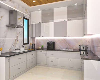 Modern and Beautiful Kitchen Interior Design  
 #ClosedKitchen  #ModularKitchen #LShapeKitchen 
 #KitchenCabinet #KitchenIdeas