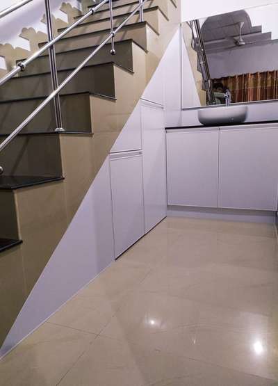 aluminium konichod #aminteriors  #StaircaseDecors  #GlassHandRailStaircase  #StainlessSteelBalconyRailing  #LShapedStaircase #IndoorPlants #Thrissur #KeralaStyleHouse