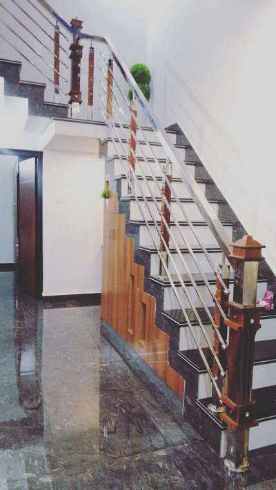 Steel stair handrail wood&steel model