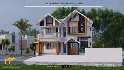 Designed for a less wide plot #budgethomes  #budgethomeplan  #semi_contemporary_home_design  #KeralaStyleHouse  #keralahomeplans  #civilcontractors  #CivilEngineer