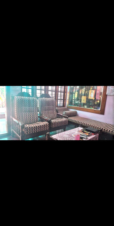 our new work teak sofa with cotton cloth upholstery at kottayam #LivingRoomSofa #Sofas #LUXURY_SOFA #sofaset #sofadesign #interiordesignkerala