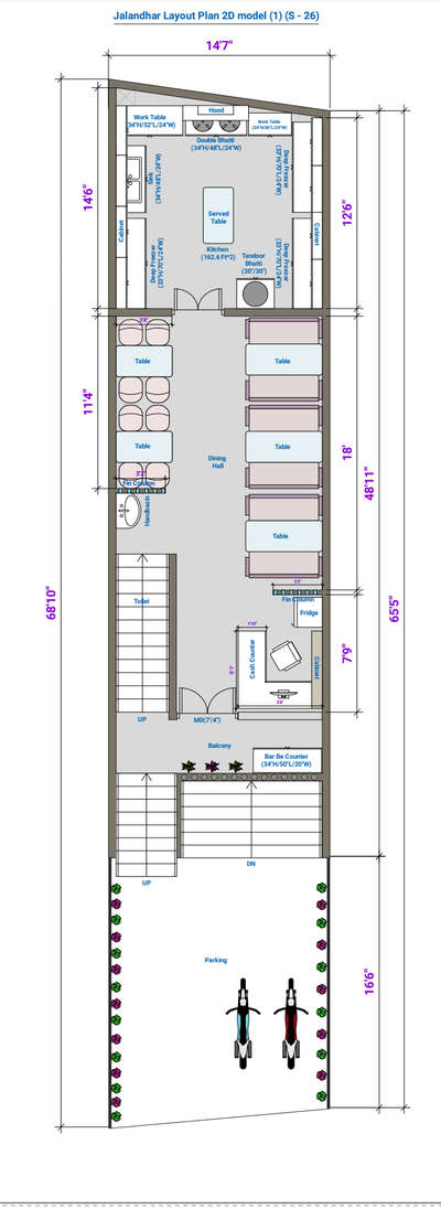 Modern Restaurant Floor layout Plan 2D model