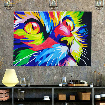 CAT..canvas painting for your Living room
. 
. 
. 
 #canvaspainting  #AcrylicPainting