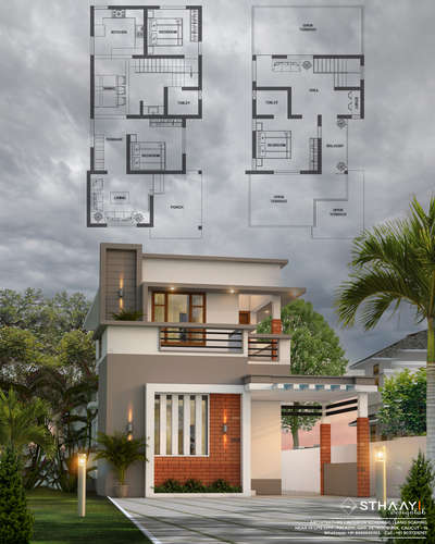 Budget Home Plan 🏡 3BHK  
Area : GF - 853 sq.ft
Area : FF -  428 sq.ft
Total : 1281 sq.ft

Ground Floor 
● Porch
● Living 
● Passage
● Dining 
● 2 Bedroom
● 1C-toilet Indoor 
● Kitchen 

First Floor 
● 1Bedroom Attached
● Hall 
● Study space 
● Balcony 

.
.
.
#sthaayi_design_lab
#sthaayi #homedecor #floorplan | #architecture | #architecturaldesign | #housedesign | #buildingdesign | #designhouse | #designerhouse | #interiordesign | #construction | #newconstruction | #civilengineering | #realestate #kerala #budgethome #keralahomes