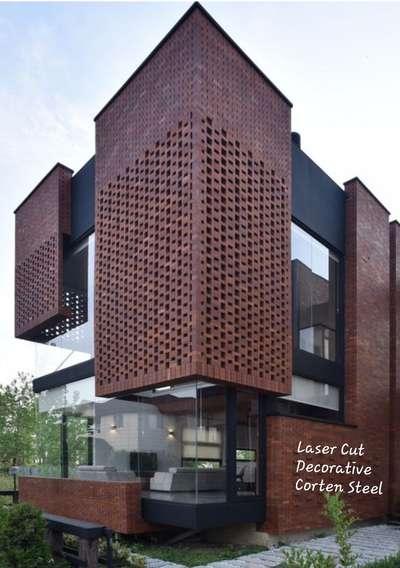 Laser cut metal art concept with Corten steel ( withering steel)for exterior elevation.