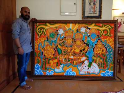 #shivakutumbham #muralpainting 
#acrylicpaintings #acryliconcanvas 
#shakthipanchakshari 
#keralatraditionalmural