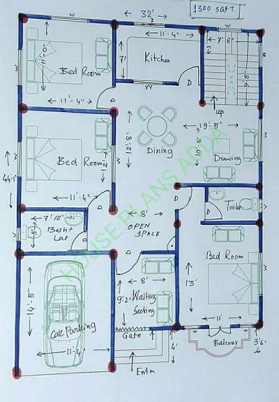 Floor plan layout // 32'X44' ₹₹₹  #sayyedinteriordesigner  #32'X44'  #FloorPlans