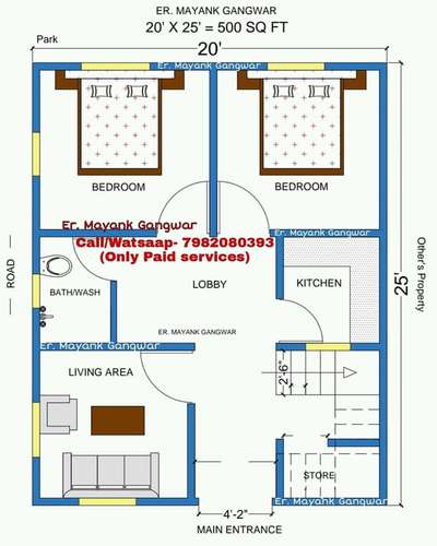 *2d design planning *
Any kind of house map is made and in very less money. Rs3000/- for 2 BHK plans