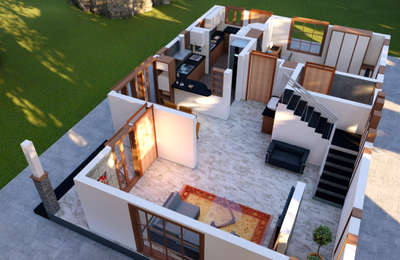 3D Floor Plan of Single Storey Villa @ Ernakulam