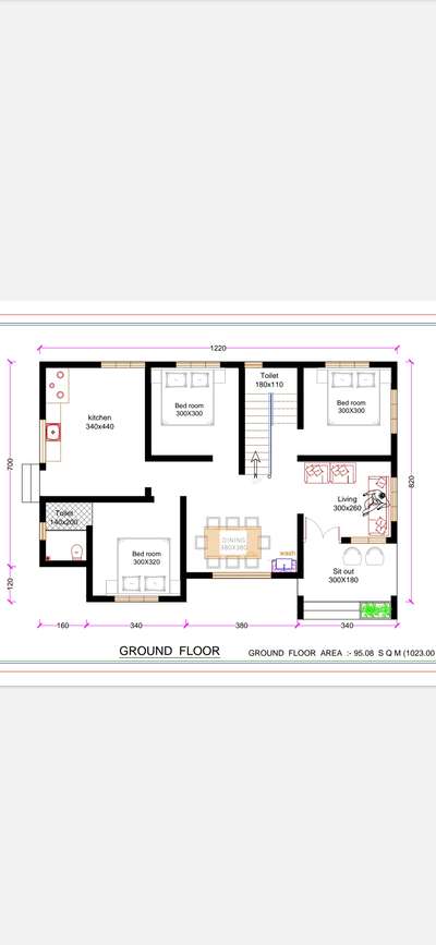 low area 3bed room plan
1023 sqft only
 #3bed #living...
 Support if you like