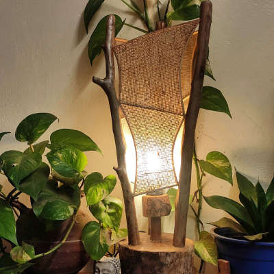wooden light lamp. Handmade lamp #woodenartwork  #handmadeart  #tablelamp  #vintagedecor  #woodenlamp