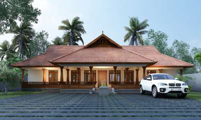 exterior design
1650 sqft 
 #exteriordesign
 #3ddesign
#TraditionalHouse  
 #KeralaStyleHouse