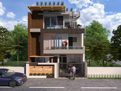 Front elevation design for a residential building in Chandigarh.