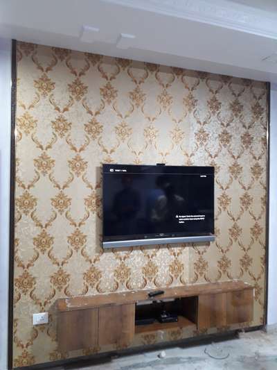 #tv unit wallpaper ke sath