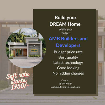 Build your Beautiful dream home with us, We made your DREAM Home with best looking and good Quality within your Budget.
We gave you a No quality compromise promise.

For more enquiries please contact us on
+919544494844

WhatsApp us on 
https://wa.me/919544494844 
 
 #HouseConstruction 
 #constructionsite 
 #InteriorDesigner 
 #HouseRenovation 
 #KitchenIdeas 
 #Contractor 
 #HouseDesigns 
 #constructioncompany