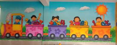 train wall cartoon painting 
 #WallPainting  #cartoonpainting  #WallDecors  #schooldesigning  #schoolpanting  #KidsRoom  #Designs  #playschool  #preschool  #kindergarten  #spraypainting  #explore