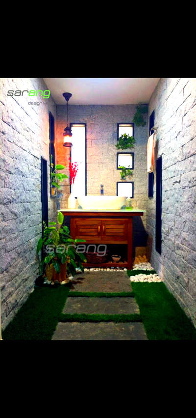 #BathroomDesigns  #washareacounter  #naturalstones #naturefriendly #woodencabinets #store #cladding