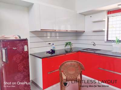 Red & white combination kitchen